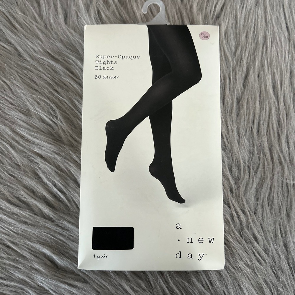 A New Day Super Opaque Tights Womens 1X/2X Black 80 Denier